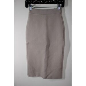 Scanlan Theodore XS Beige Oyster Crepe Stretch Knit Midi Pencil Skirt A62172